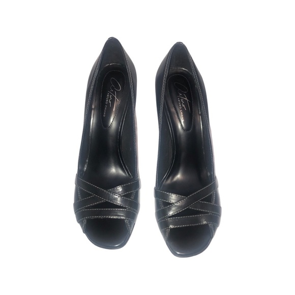 EUC Arturo Chiange Size 7.5M Black 2.5" Peep Toe All Leather Heel - Picture 4 of 11